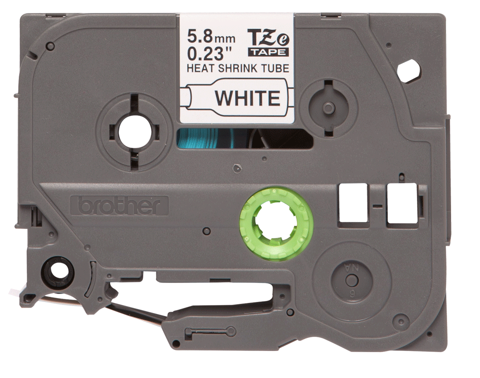 Brother HSe211: термоусадочная кассета с лентой для печати черным на белом фоне, ширина: 5,8 мм.